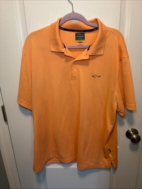 Greg Norman Collection Orange Short Sleeve Polo with Shark Logo